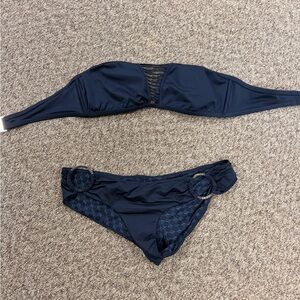 Victoria's Secret Navy Strapless Bikini Set with Ring Accents